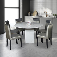 1.2M Round Marble Dining Table Set MT-203 + DC161